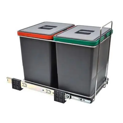 Системы сортировки и хранения, ведра контейнер для сбора мусора aff двухсекционный 2*18л, антрацит 