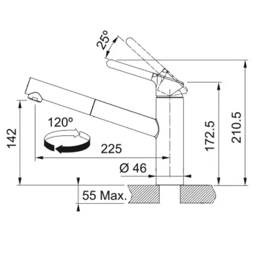 Смесители Распродажа смеситель кухонный franke orbit pull-out с выдвижным шлангом, хром