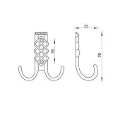 Крючки крючок 2х рожковый, античная бронза