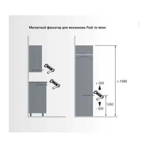 Система WingLine L магнитный фиксатор push to move для wingline l, под запресовку, серый