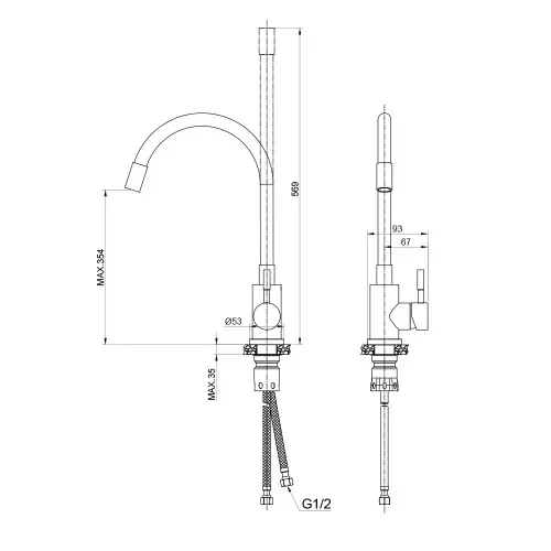Смесители OLIVE'S смеситель olive's balear с гибким изливом, черный/нержавеющая сталь