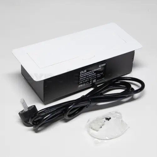 Розетки блок розеток выдвижной горизонт, 2euro, usb a+ c с быстрой зарядкой, 250в, 2700w, белая/чёрная, 2 м