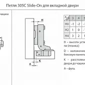 Петли мебельные JET петля мебельная jet 305 вкладная 110° slide-on, 48мм, без доводчика, с мп