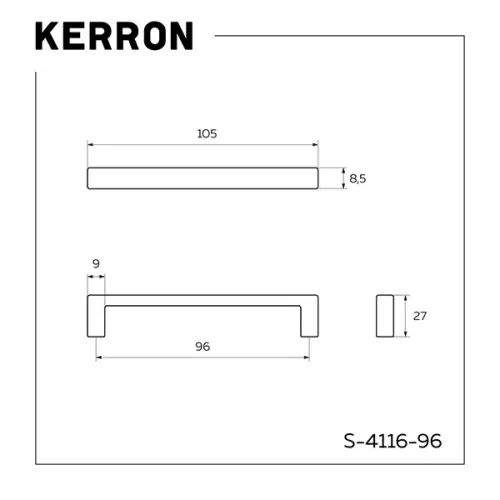Ручки ручка мебельная kerron s-4116, 96мм, черный матовый