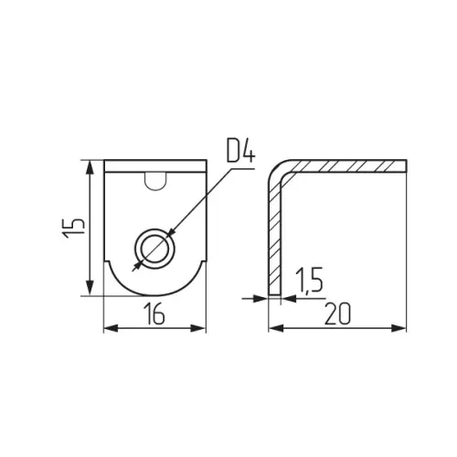 Мебельные уголки уголок мебельный с ребром жесткости 20х20х16х1,5 мм