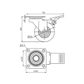 Опоры колесные опора колёсная d 50 мм, прозрачная, c тормозом
