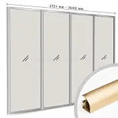 Профиль-купе Золото комплект профиля-купе на 4 двери new (ширина шкафа 2751-3600 мм), золото