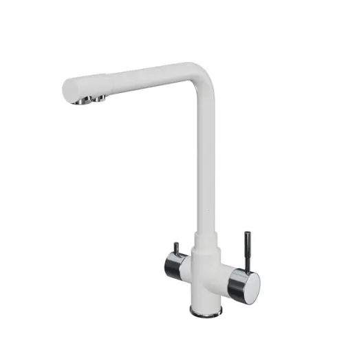 Смесители Polygran смеситель кухонный polygran вега с фильтрацией, белый хлопок