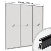 Профиль-купе Черный комплект профиля-купе slim на 3 двери new (ширина шкафа 2751-3600 мм), чёрный