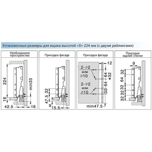 Ящики DTC комплект ящика dtc dragon box, с доводчиком, nl-450*84,5 мм (2 рейлинга), серый