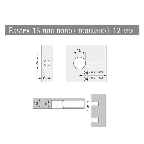 Эксцентрики, стяжки эксцентрик rastex 15 для плит 12мм/цинк