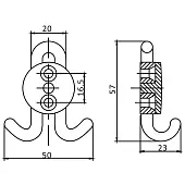 Крючки для одежды крючок 2х рожковый, черный матовый