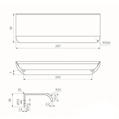 Ручки мебельные разные ручка мебельная kerron rt-006 торцевая, 224мм, матовый белый