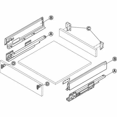Выдвижной ящик Matrix Box S, с доводчиком, NL-450*84мм (2 кругл. рейлинга), серый Ящики Matrix Box S выдвижной ящик matrix box s, с доводчиком, nl-450*84мм (2 кругл. рейлинга), серый