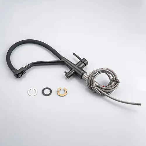 Смесители Avivacom смеситель кухонный avivacom с гибким изливом и фильтрацией, черный матовый