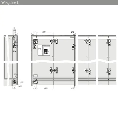 Система WingLine L 2024 комплект фурнитуры wingline l, heavy, самозакрывание, серый, l