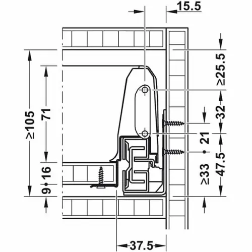 Выдвижной ящик Matrix Box S, с доводчиком, NL-350*84мм (2 кругл. рейлинга), серый Ящики Matrix Box S выдвижной ящик matrix box s, с доводчиком, nl-350*84мм (2 кругл. рейлинга), серый