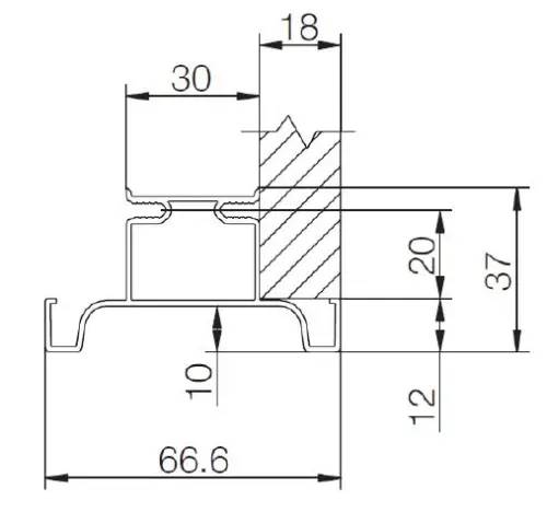 GOLA Rehau Серебро ручка-профиль вертикальный промежуточный с для плиты 18мм, 4700мм, серебристый матовый