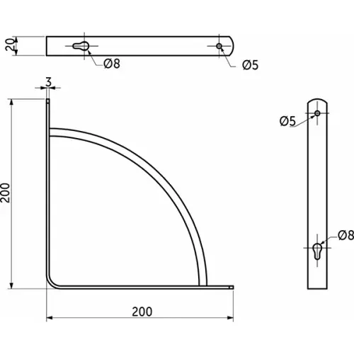 Полкодержатели полкодержатель 200х200х20мм, черный