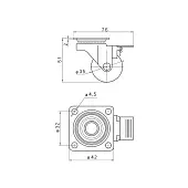 Опоры колесные опора колёсная d 35 мм, прозрачная, c тормозом