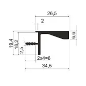 GOLA Modus Черный браш ручка-профиль горизонтальный для полок 18мм, 4000мм, черный браш