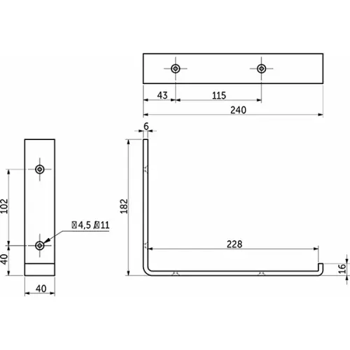 Полкодержатели полкодержатель 240х182х40мм, черный матовый