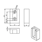 Штанги, аксессуары штангодержатель прямоугольной трубы с заглушкой, графит