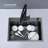 Аксессуары для кухонных моек решетка для мойки avivacom, 500*450 мм, черная