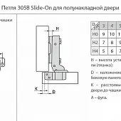 Петли мебельные JET петля мебельная jet 305 полунакладная 110° slide-on, 48мм, без доводчика, с мп