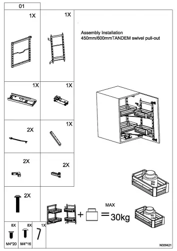 Выдвижные системы для кухонных пеналов мини буфет encanto в базу 450 мм, серый