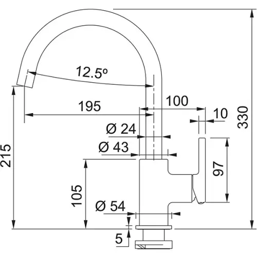 Смесители Распродажа смеситель кухонный franke lina с поворотным изливом, оптика стали