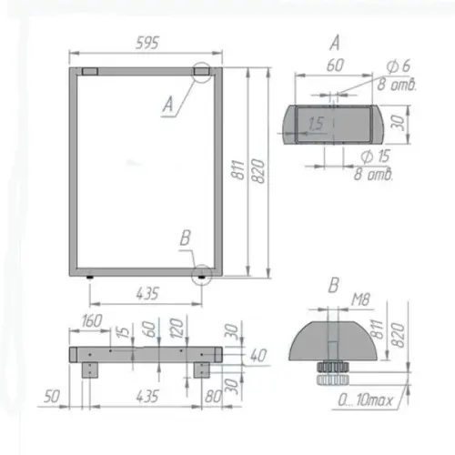 Подстолья подстолье пилар п-образное, 820*595мм, золото матовое