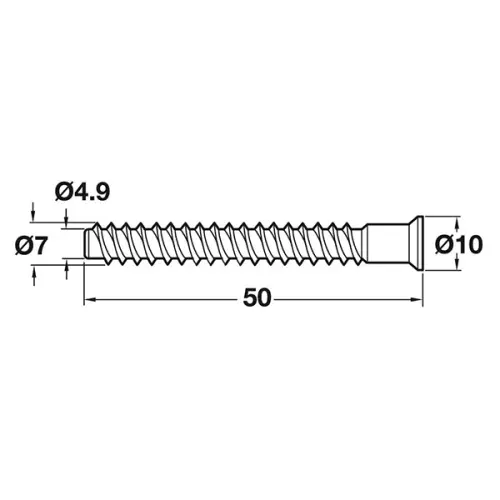Евровинты, заглушки под шестигранник евровинт hafele 7,0*50мм оцинкованный, шлиц под шуруповерт pz3