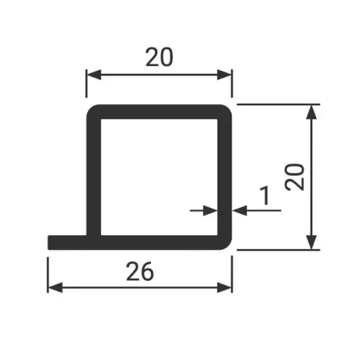 Система MODUS, черный А26 профиль под дсп/стекло 5000мм, черный, modus