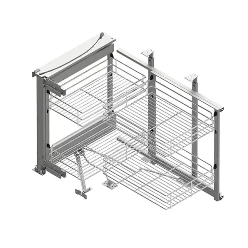 Решение для угловых тумб волшебный уголок maxima classic с доводчиком в модуль 900 мм, левый, хром