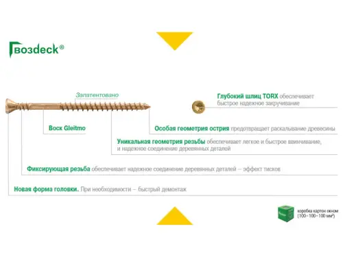 Крепёж для дерева Гвоздэк саморез гвоздэк 3,0*30 для вагонки torx10 (200 шт/уп.)