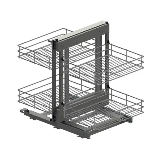 Решение для угловых тумб волшебный уголок maxima classic с доводчиком в модуль 800 мм, выдвижной, левый, графит