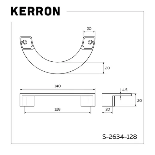 Ручки ручка мебельная kerron s-2634, 128мм, черный матовый