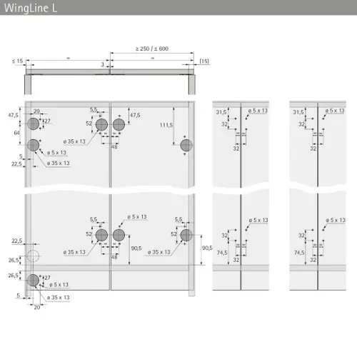 Система WingLine L 2024 комплект фурнитуры wingline l, heavy, самозакрывание, серый, r