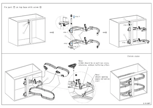Решение для угловых тумб волшебный уголок encanto revolving saucer в модуль 900-1000мм, поворотный, левый, серый