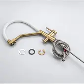 Смеситель кухонный Avivacom с гибким изливом и фильтрацией, золото/белый Смесители Avivacom смеситель кухонный avivacom с гибким изливом и фильтрацией, золото/белый