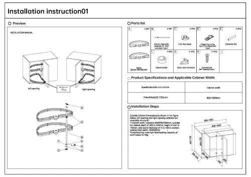 Решение для угловых тумб волшебный уголок encanto revolving saucer 180° в модуль 800-1000мм, поворотный, серый