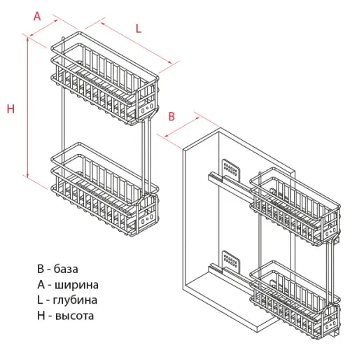 Бутылочница в базу 300 мм Chianti с доводчиком, хром Кухонные корзины, бутылочницы бутылочница в базу 300 мм chianti с доводчиком, хром