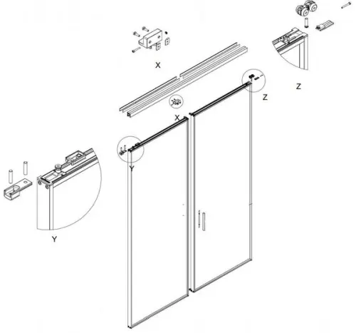 Комплекты складных дверей Raumplus комплект профиля раумплюс s1200 для складной двери (1 дверь 2 створки), ширина шкафа до 1000 мм, серебро