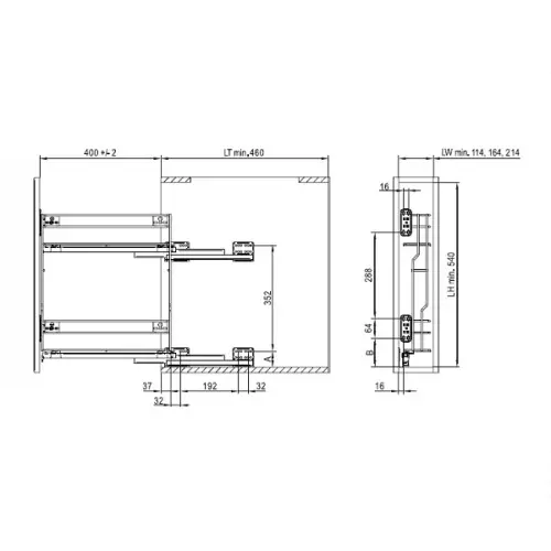 Бутылочница в базу 200 мм Rejs с доводчиком, правая, графит Кухонные корзины, бутылочницы бутылочница в базу 200 мм rejs с доводчиком, правая, графит