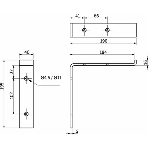 Полкодержатели полкодержатель 190х190х40мм, черный матовый