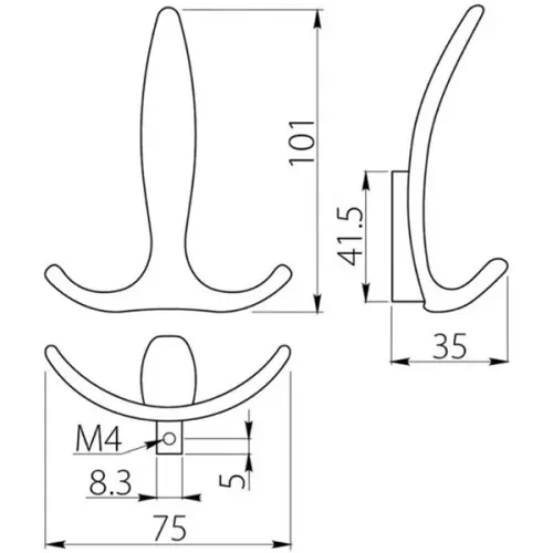 Крючок E-018 3х рожковый, инокс Крючки для одежды крючок e-018 3х рожковый, инокс
