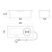 Блок розеток выдвижной горизонт. Complex, EURO, USB A+C, беспр. зарядка, 250В, 2700W, черный, 1,8м Розетки блок розеток выдвижной горизонт. complex, euro, usb a+c, беспр. зарядка, 250в, 2700w, черный, 1,8м